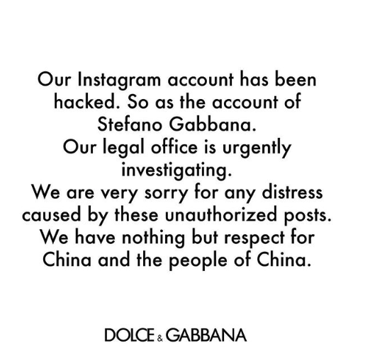 dolce & gabbana cancel china show