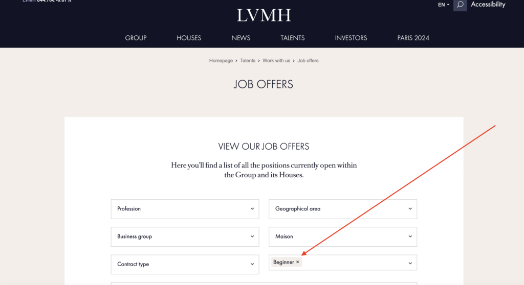 entry level jobs in fashion