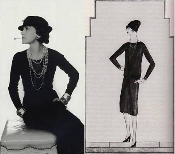 Glam Observer Blogger Giada Graziano shares The History Of The Maison Chanel - in photo: design in real life and sketch of black dress